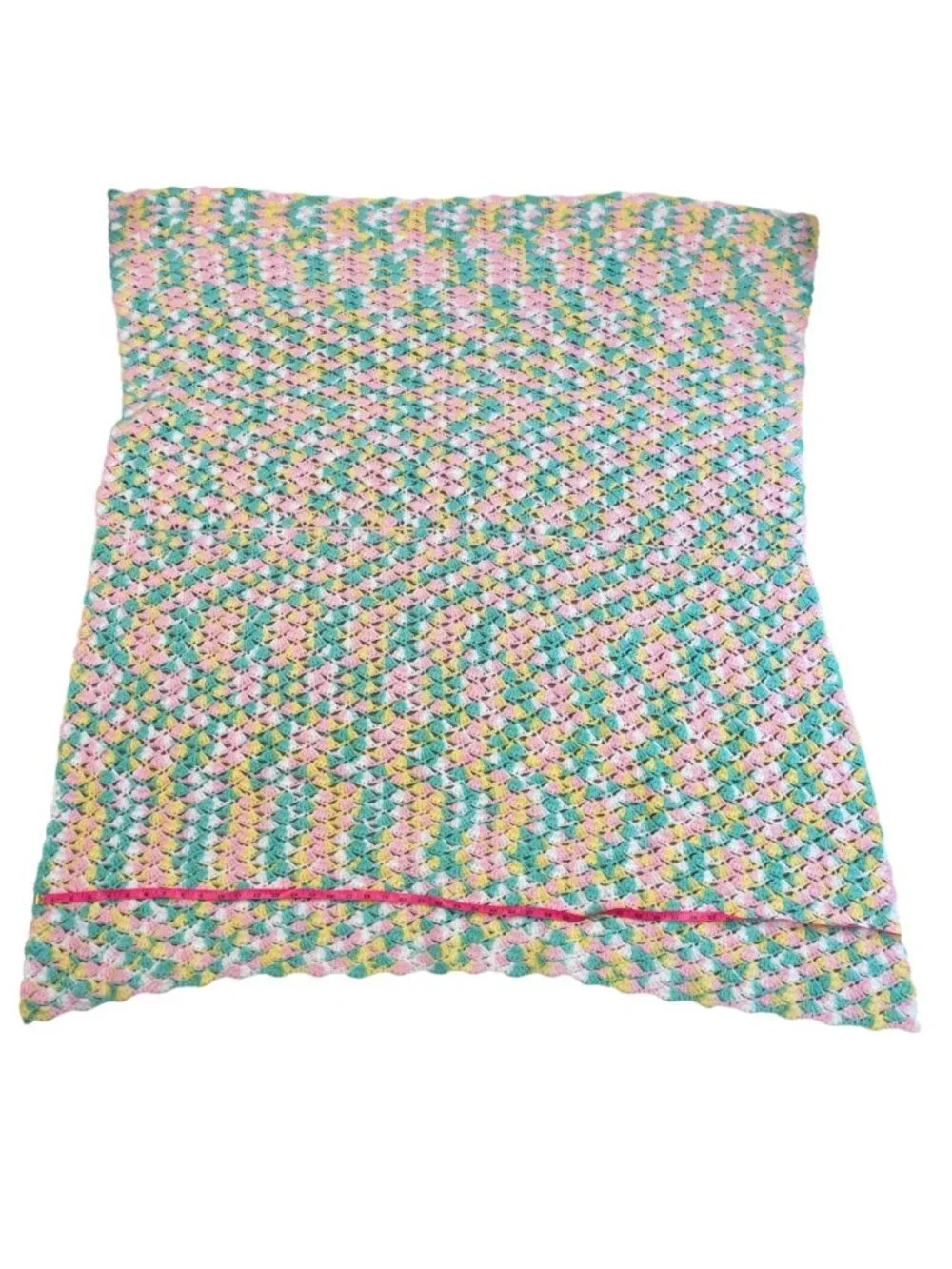 Handmade Pastel Crochet Afghan Throw Blanket Baby Girl Nursery Approx: 48